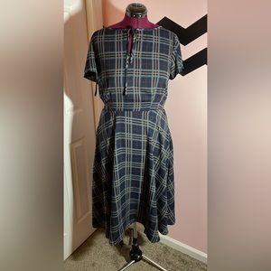 NWT Unique Vintage Navy Plaid swing dress. XL